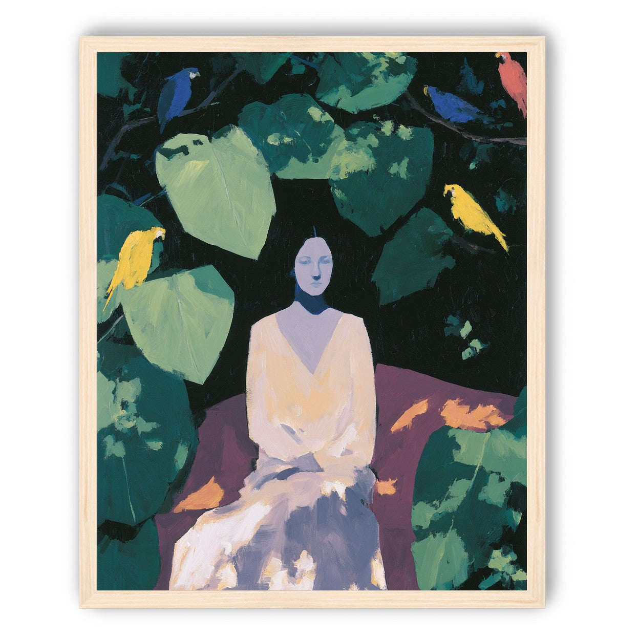 Pale dress under green leaves