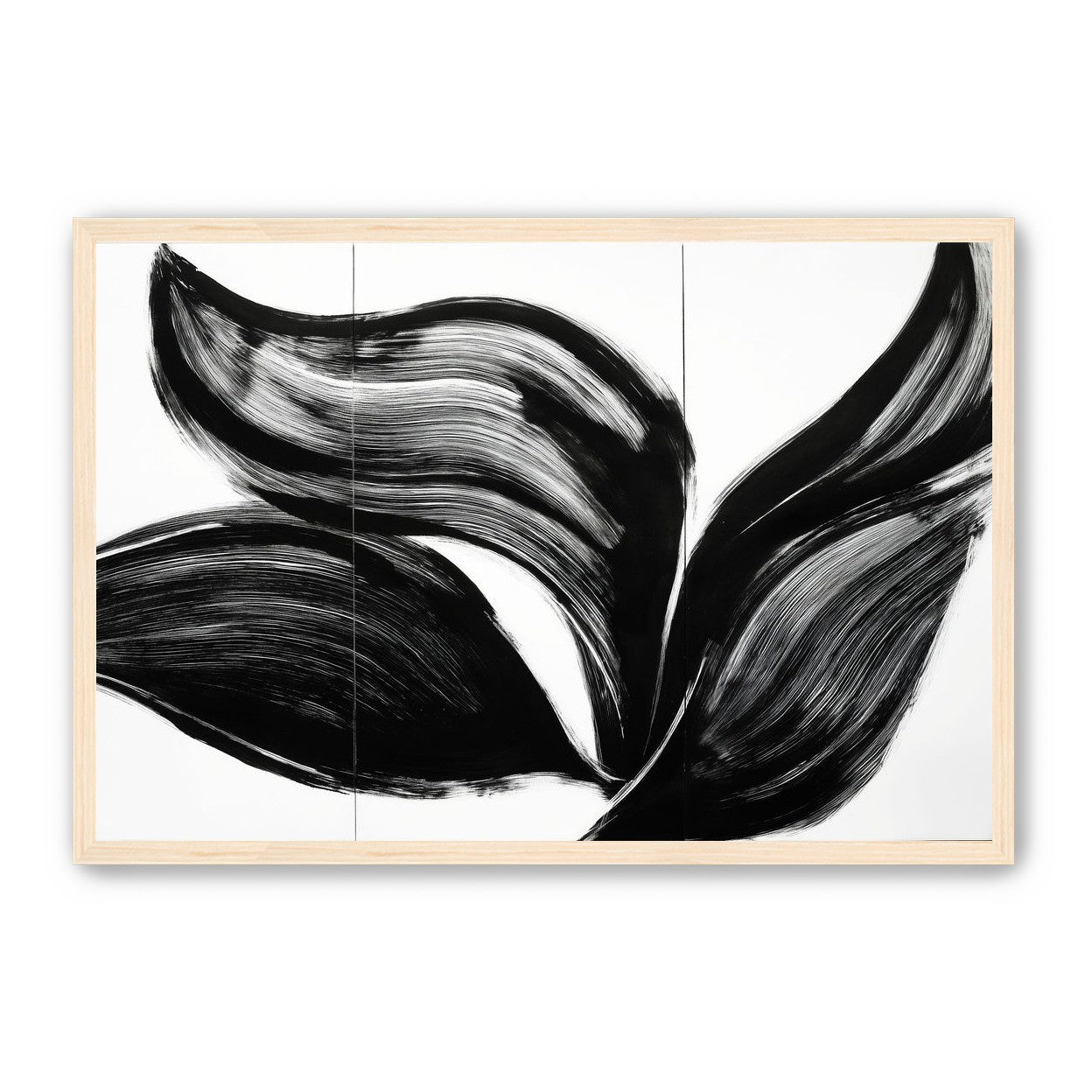 Three petals in black ink