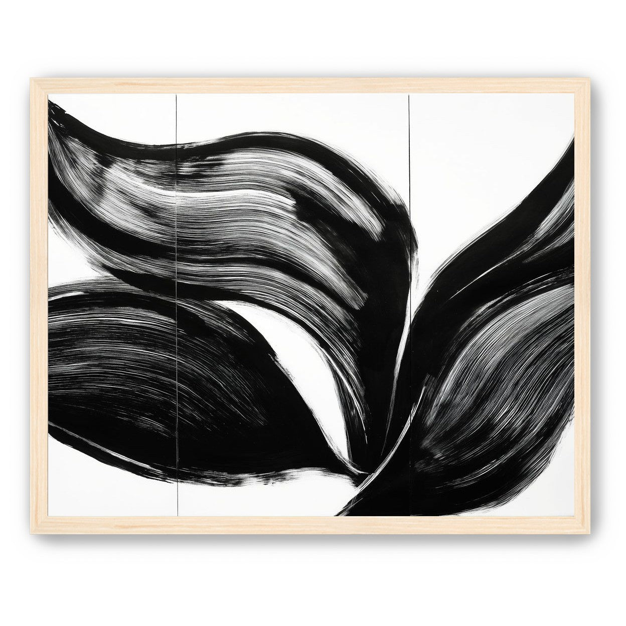 Three petals in black ink