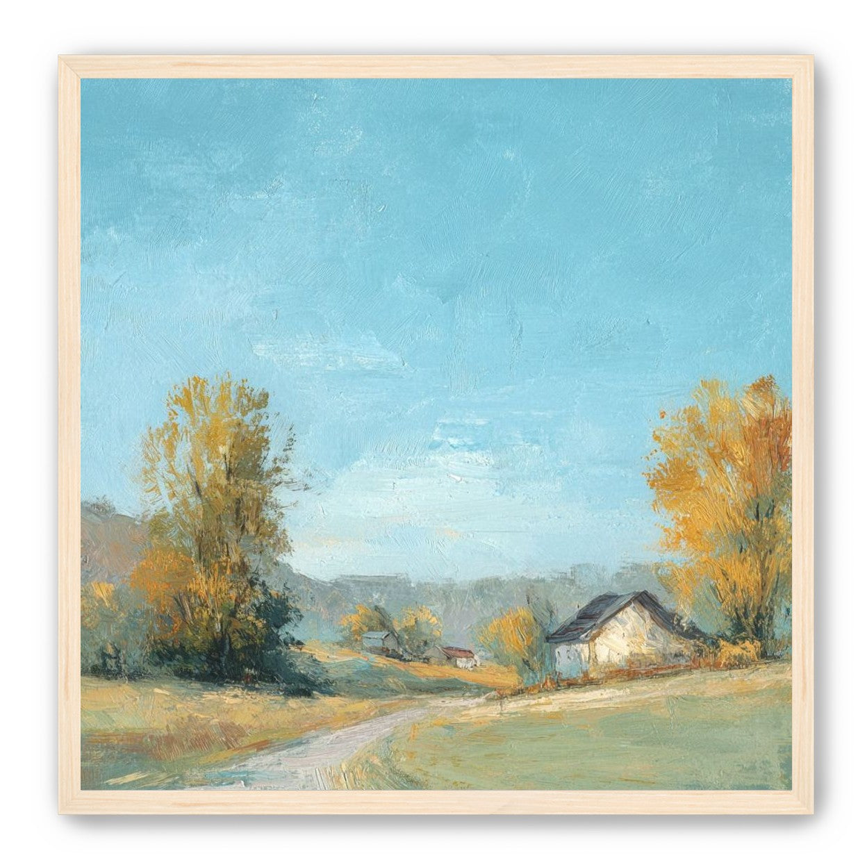 Blue sky over the farmhouse