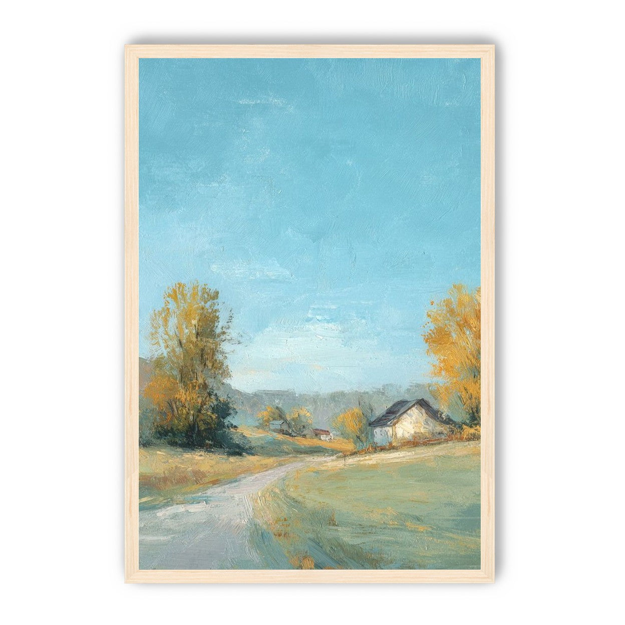 Blue sky over the farmhouse