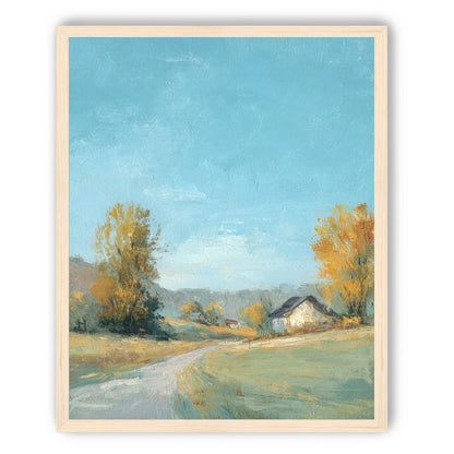 Blue sky over the farmhouse