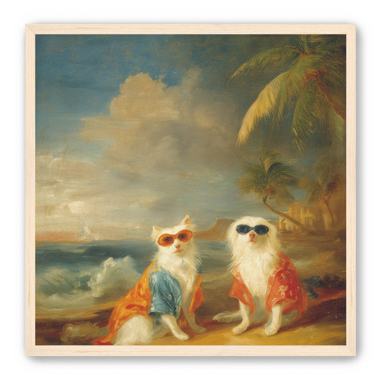 Sunglasses cats on the beach