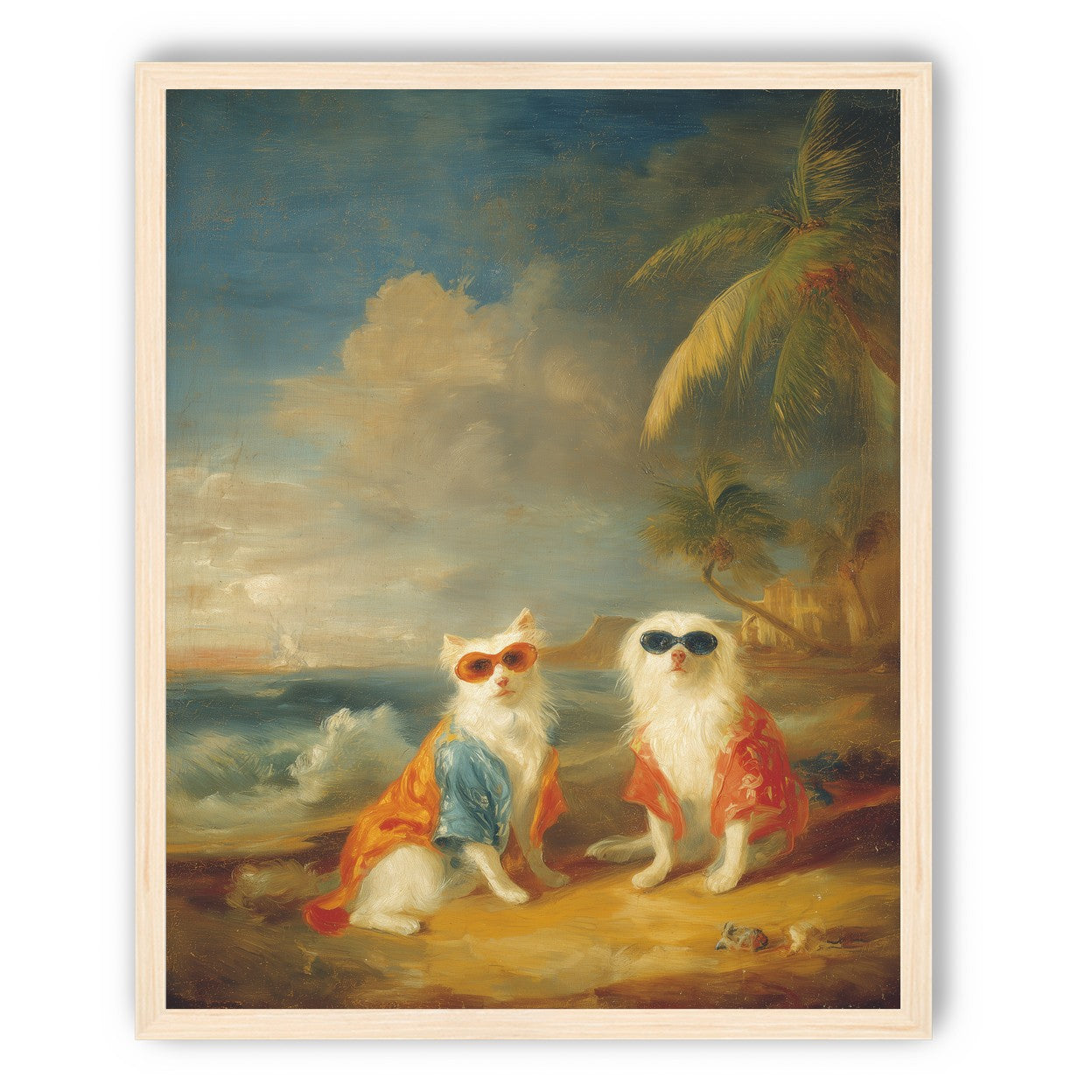 Sunglasses cats on the beach
