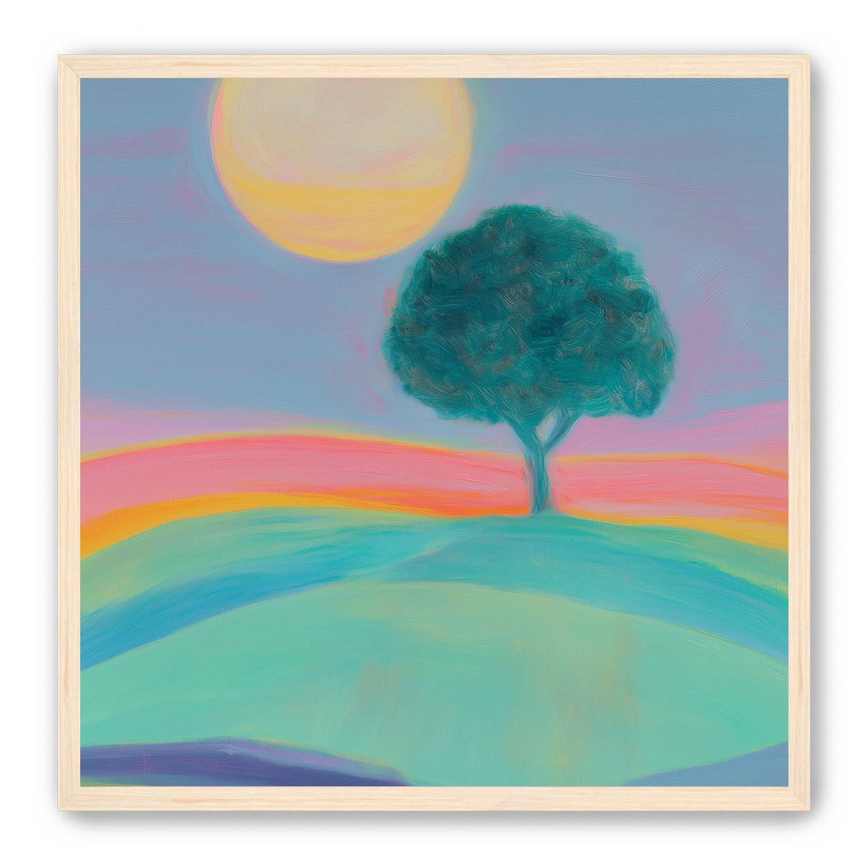 The sun behind the tree