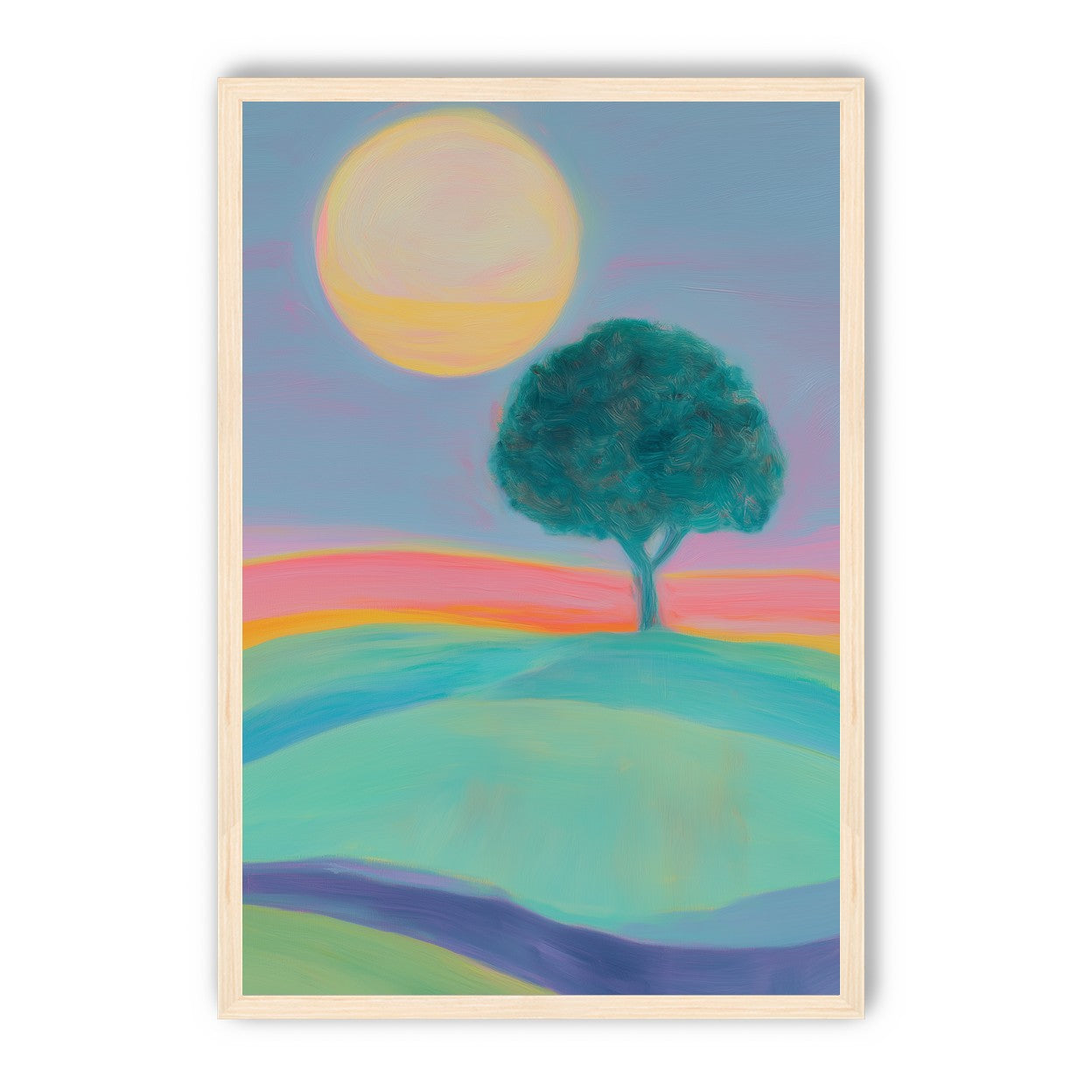 The sun behind the tree