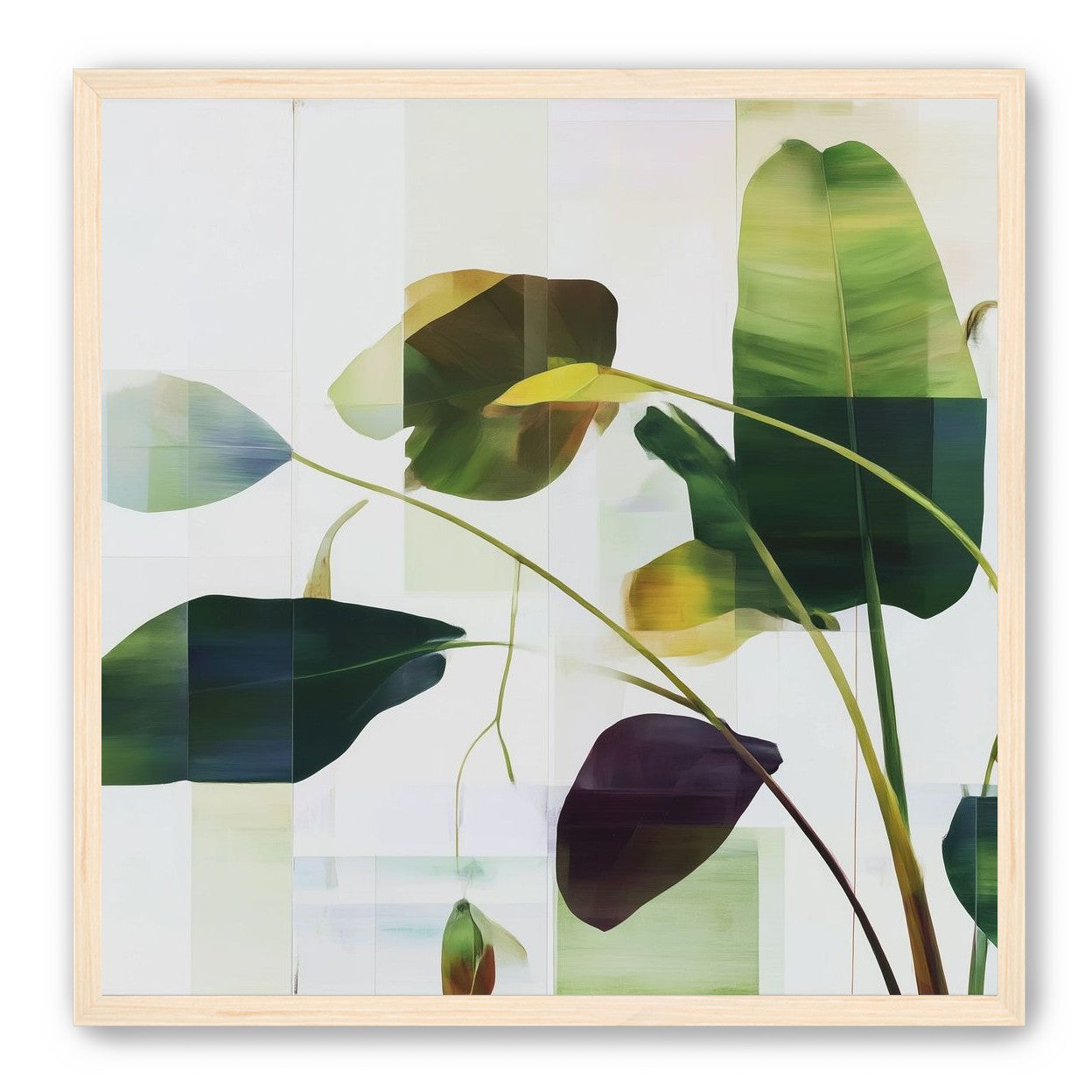 Stems crossing the pale grid