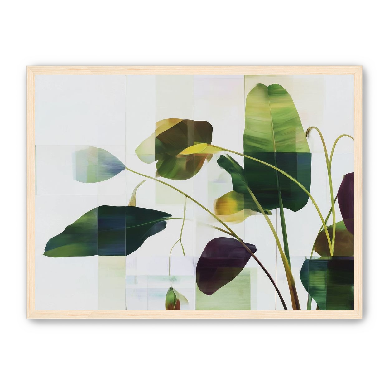 Stems crossing the pale grid