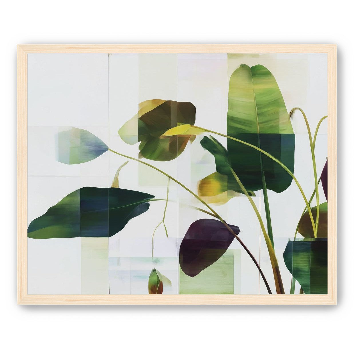 Stems crossing the pale grid