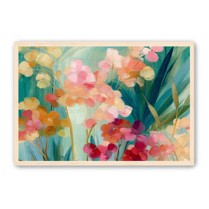 Flowers among teal leaves