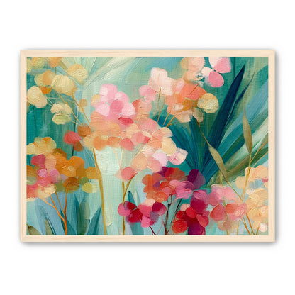 Flowers among teal leaves