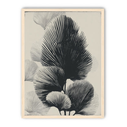 Fan fronds in ink shadow