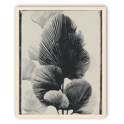 Fan fronds in ink shadow