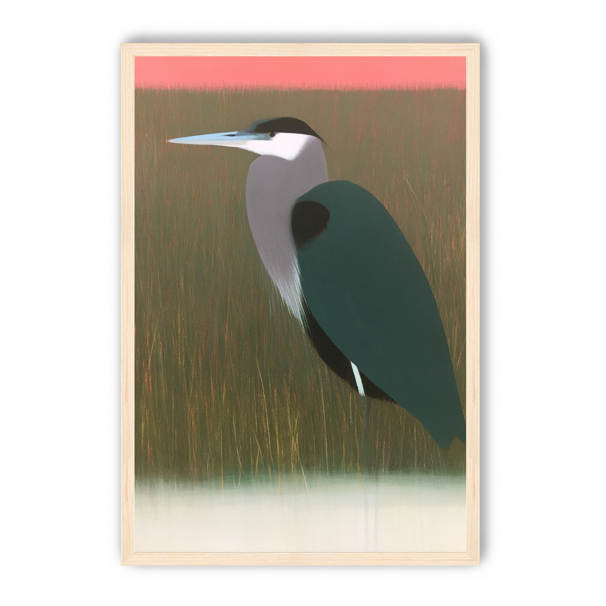Heron in pink dusk