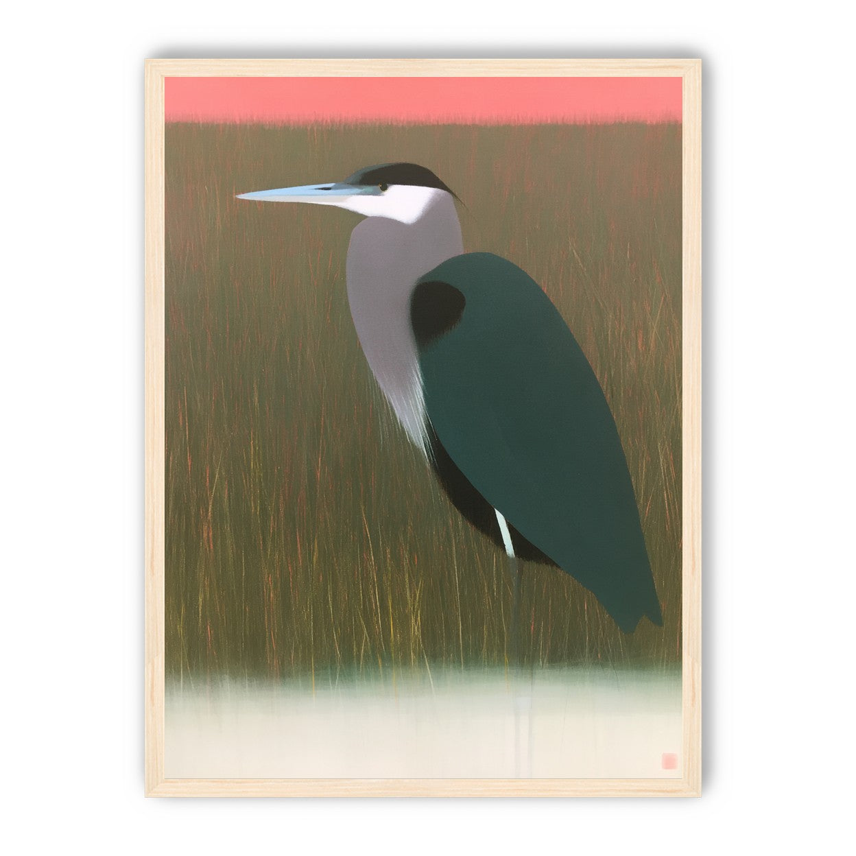 Heron in pink dusk