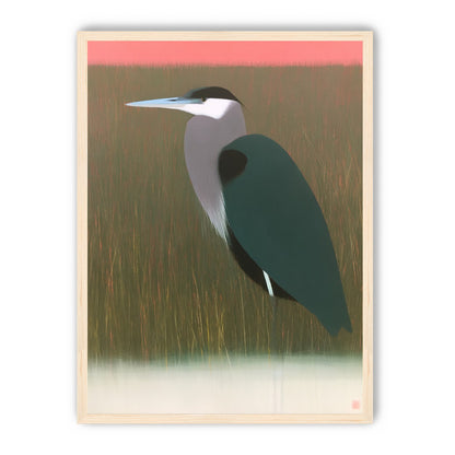Heron in pink dusk