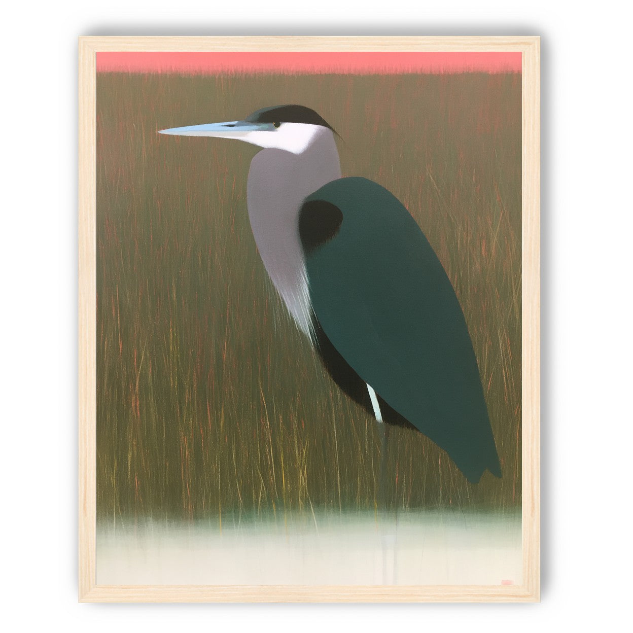 Heron in pink dusk
