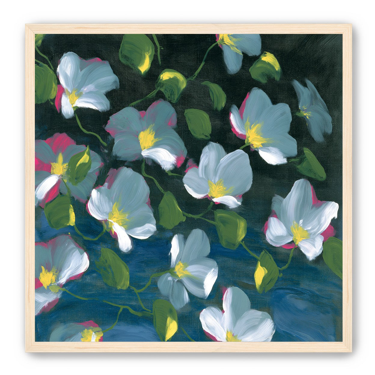 Pale blooms on black