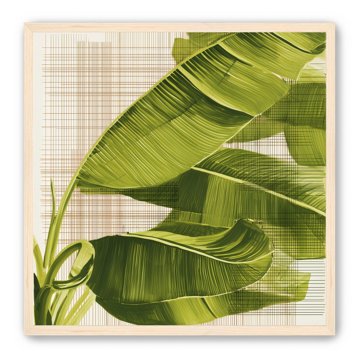 Banana leaves against the grid