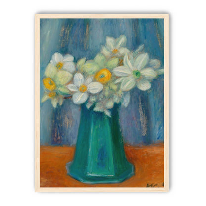 Daisies in green glass