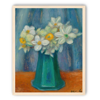 Daisies in green glass