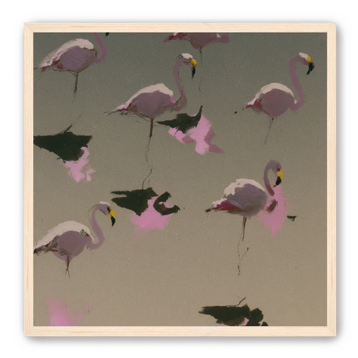 Flamingos in still water