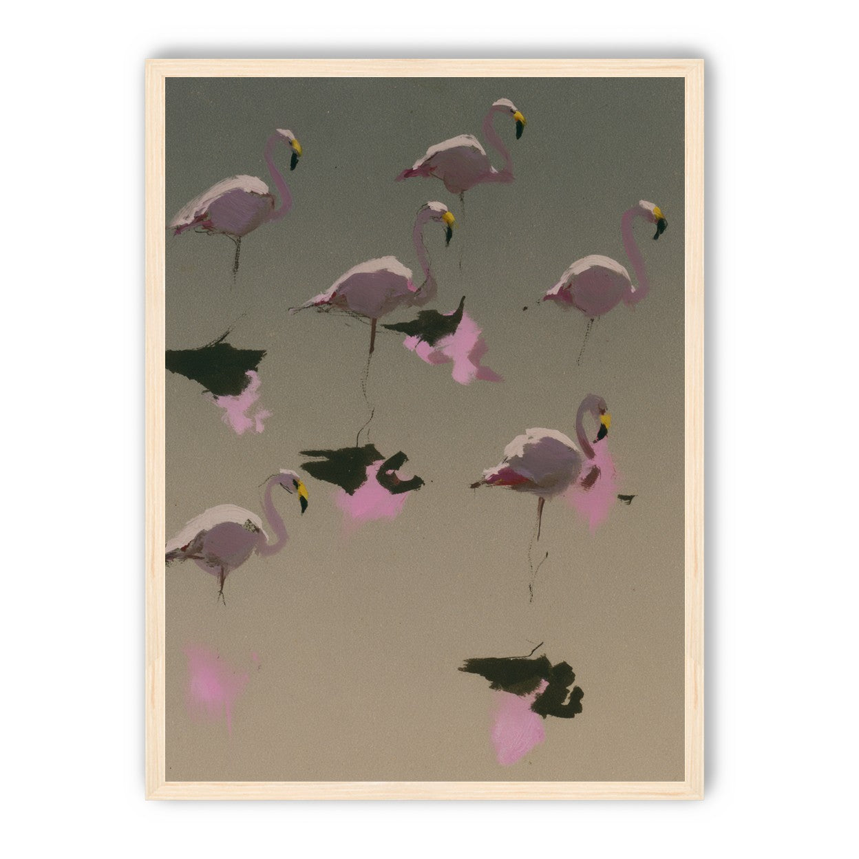 Flamingos in still water