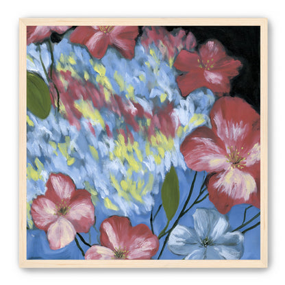 Flowers across the blue field