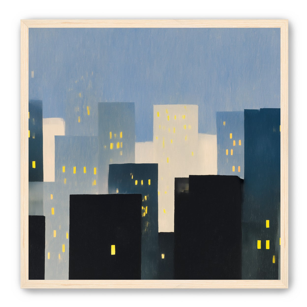 Soft windows in blue towers