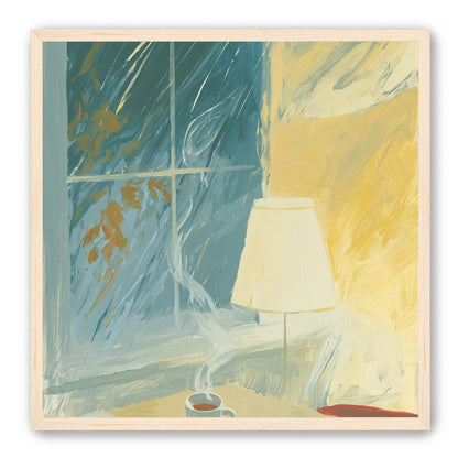 Steam against the rainy window