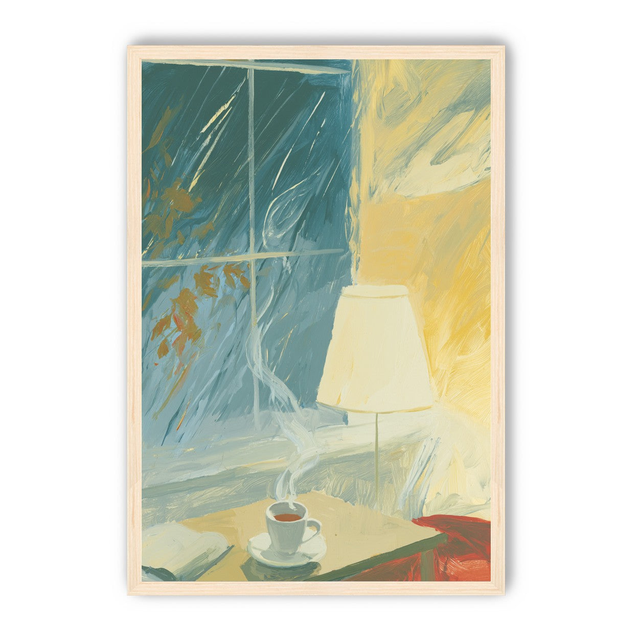 Steam against the rainy window