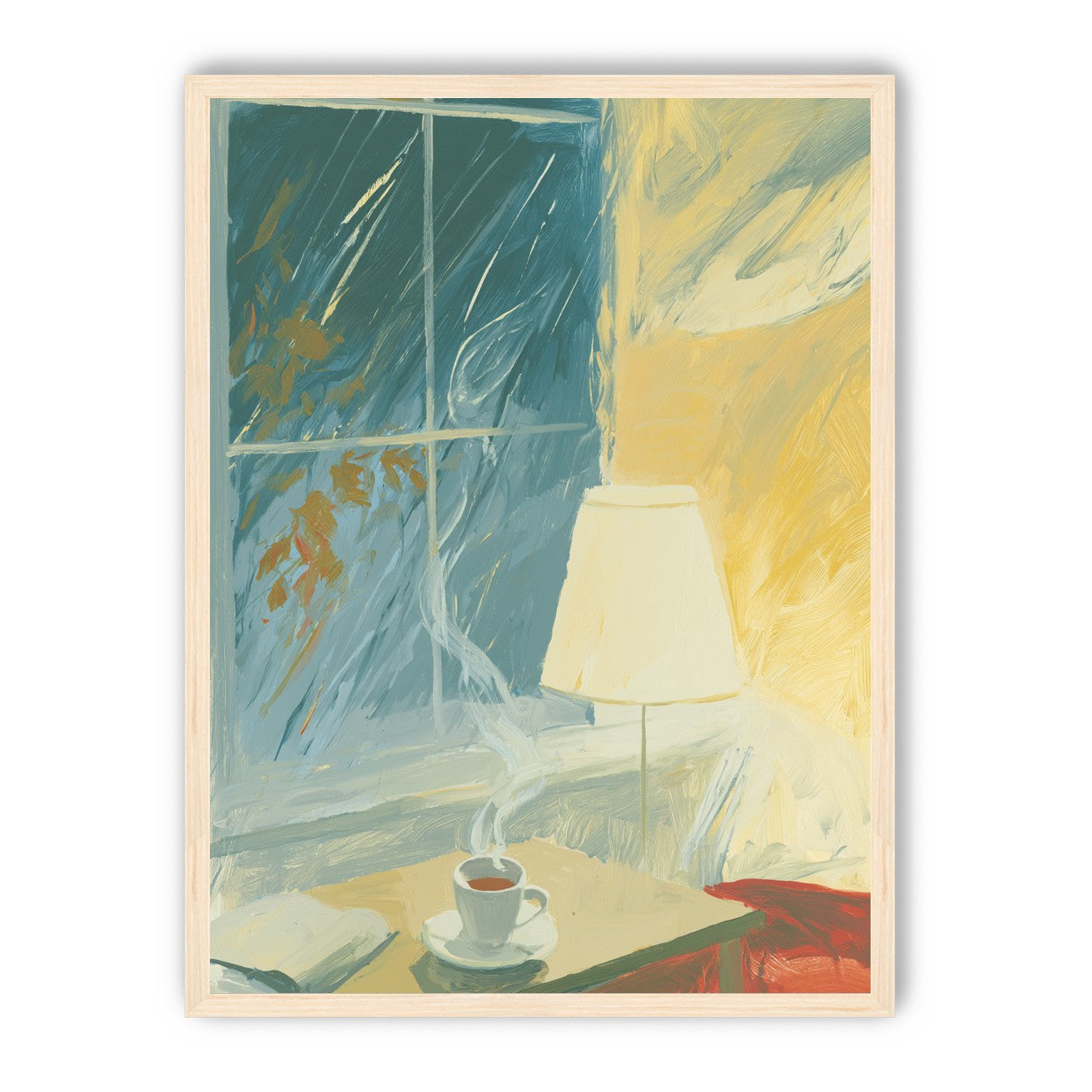 Steam against the rainy window