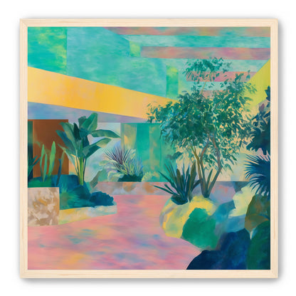 Garden beneath striped light