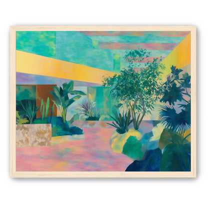 Garden beneath striped light