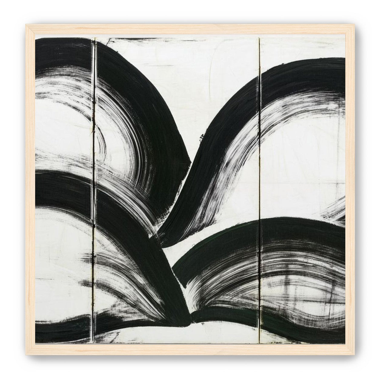 Black arcs across white panels