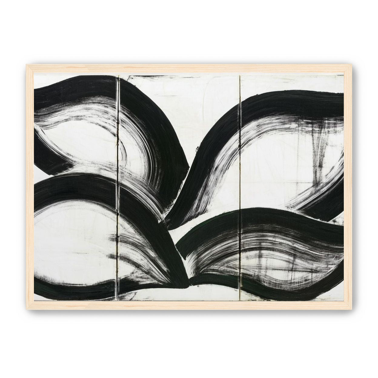 Black arcs across white panels