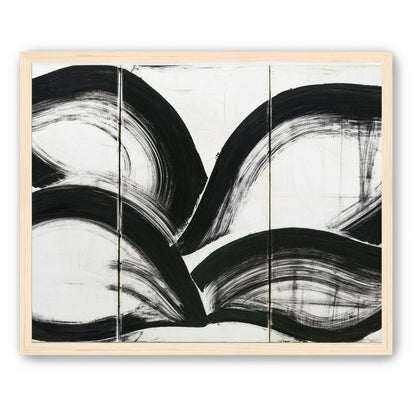 Black arcs across white panels