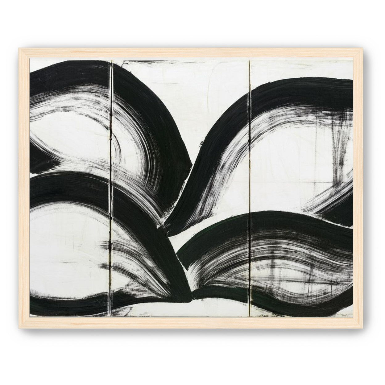 Black arcs across white panels
