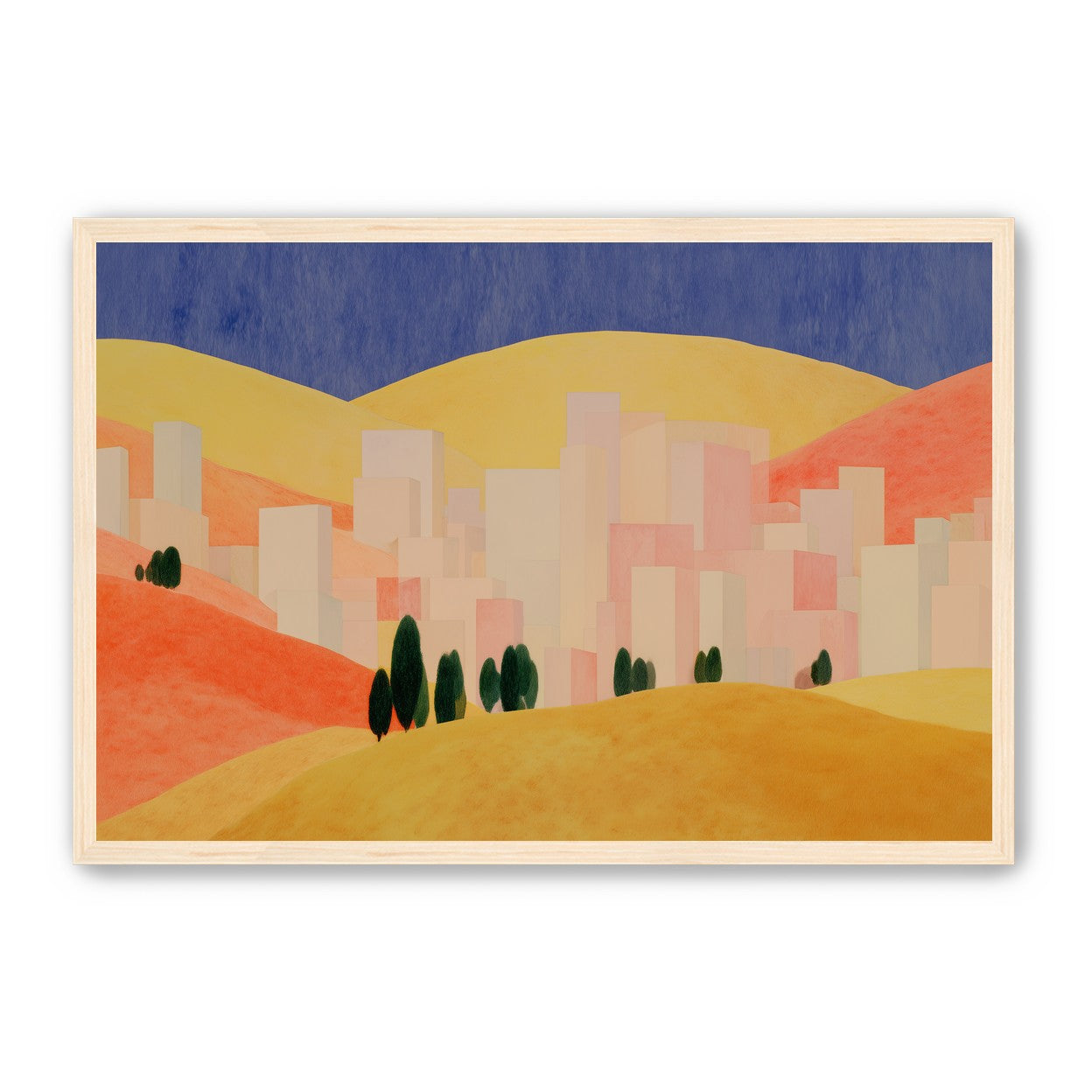 Blue sky over peach city