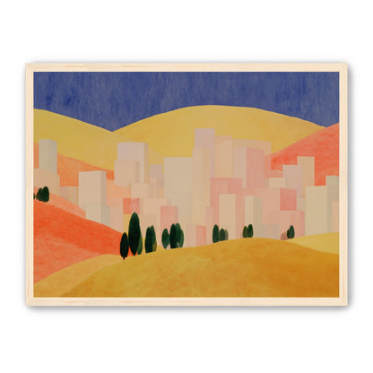Blue sky over peach city