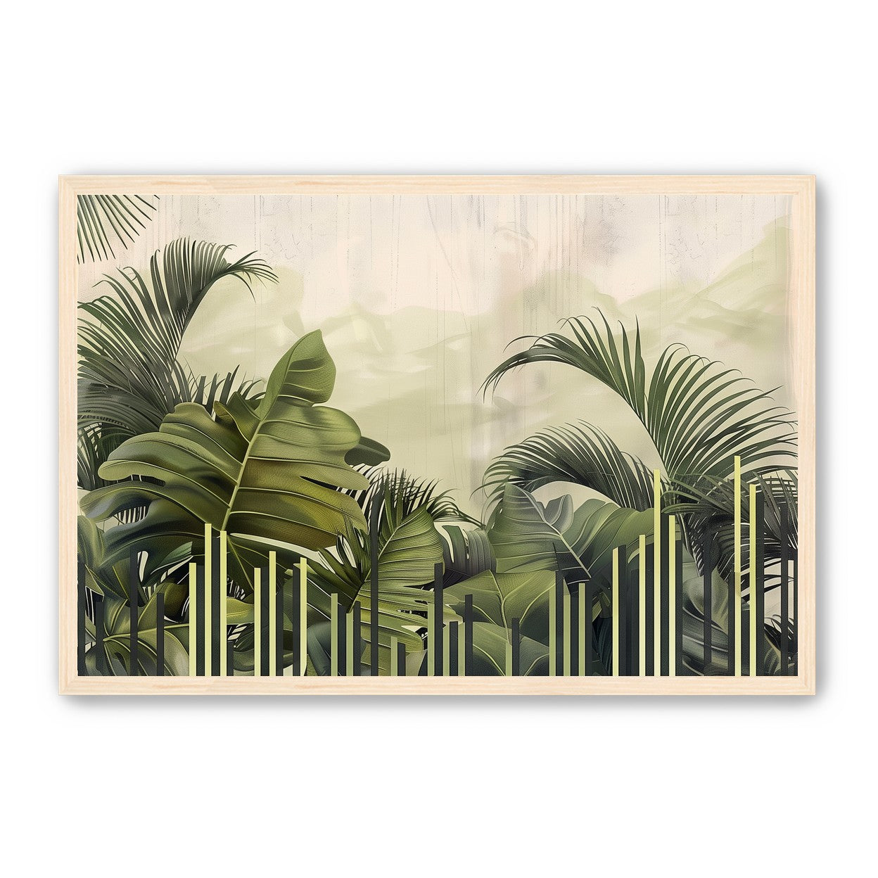 Pale sky over green fronds