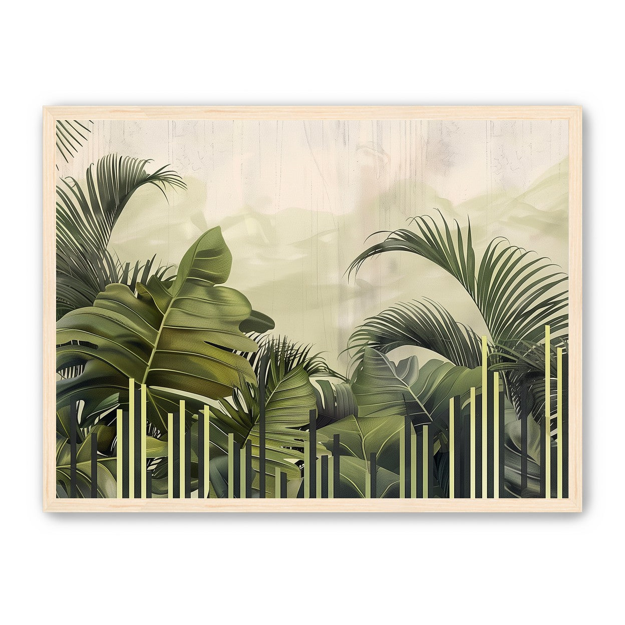 Pale sky over green fronds