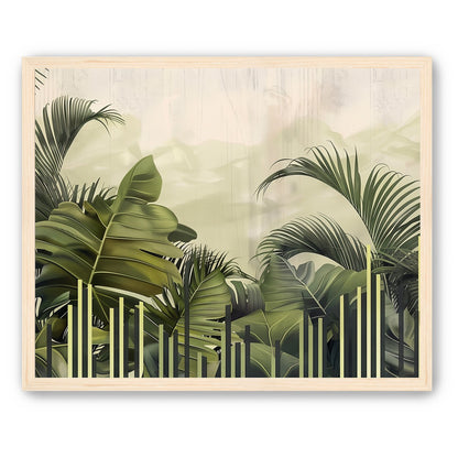 Pale sky over green fronds