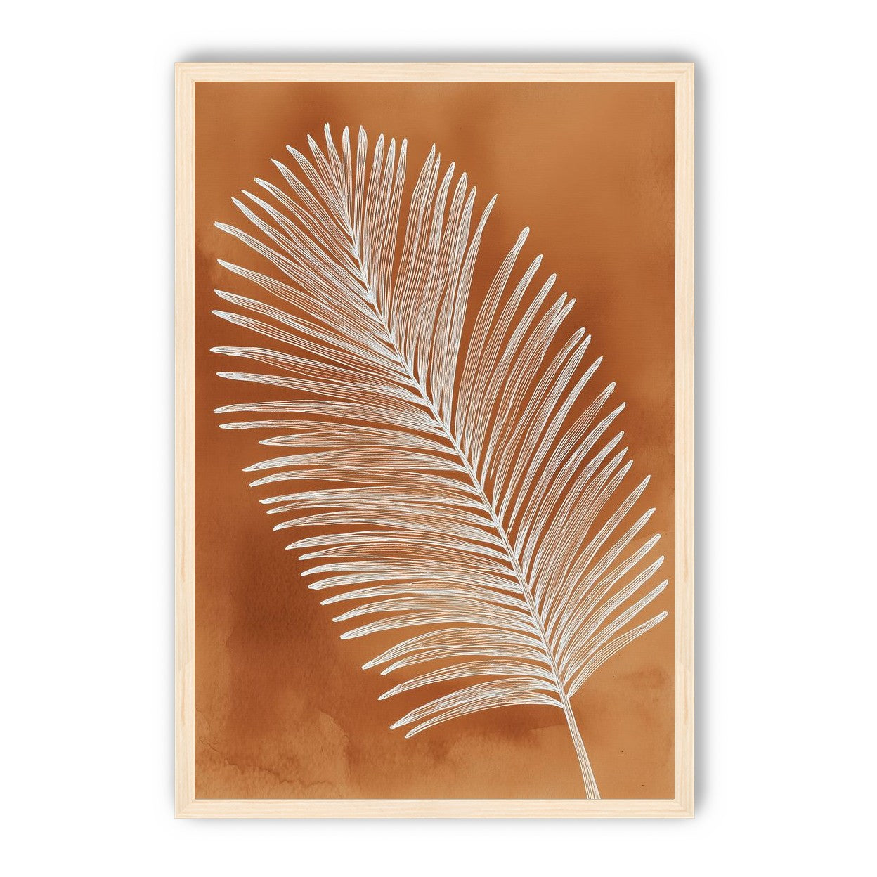 Palm frond in white ink
