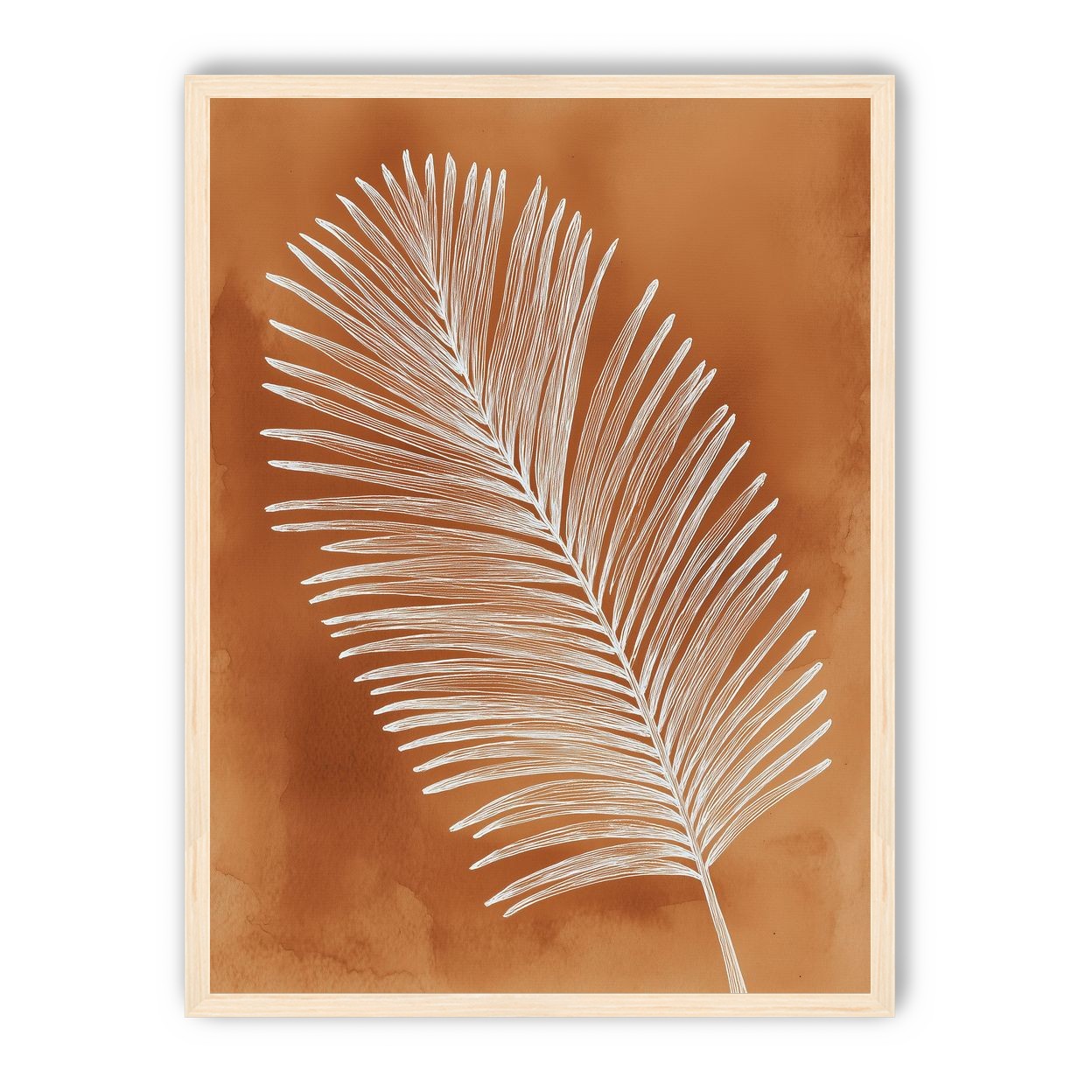 Palm frond in white ink