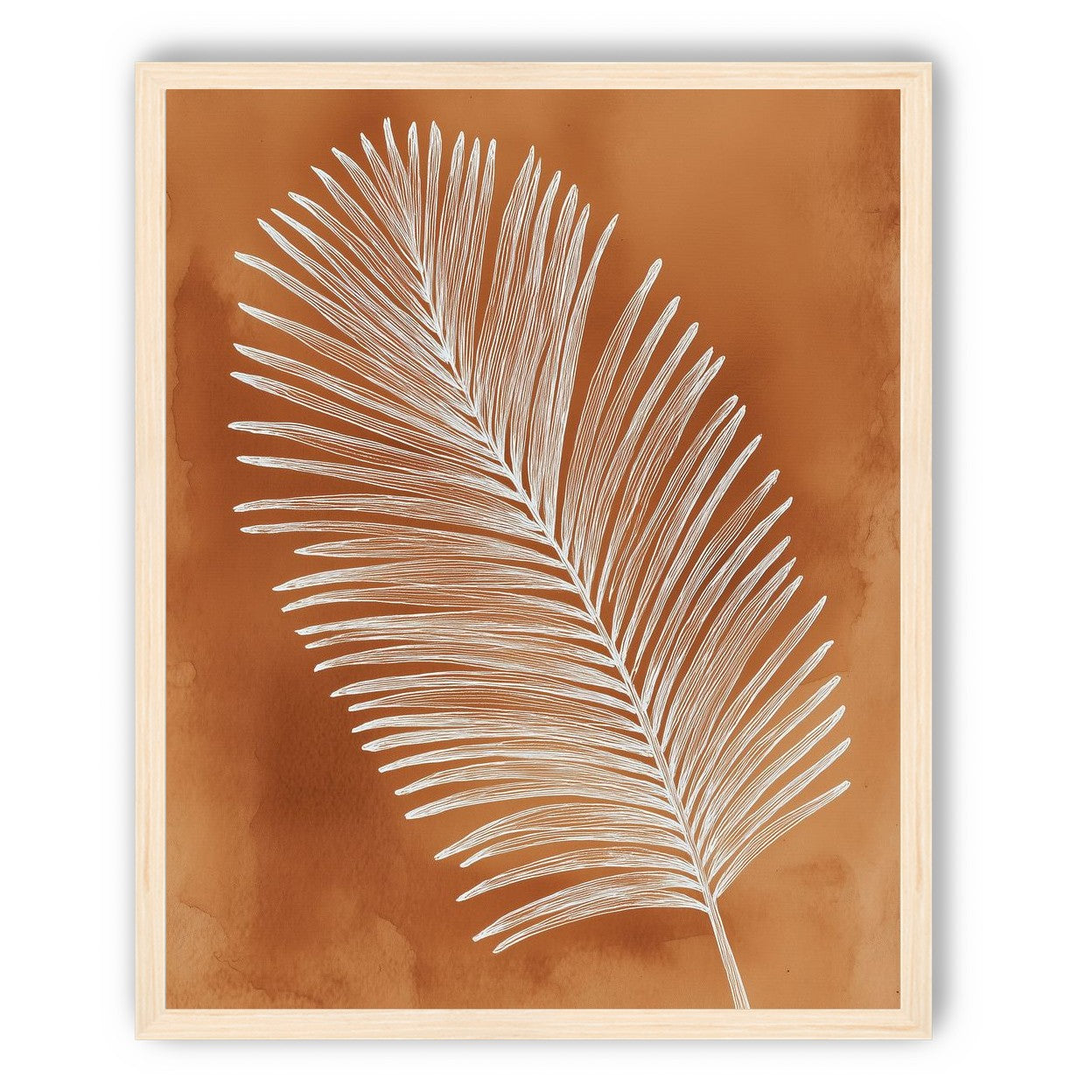 Palm frond in white ink