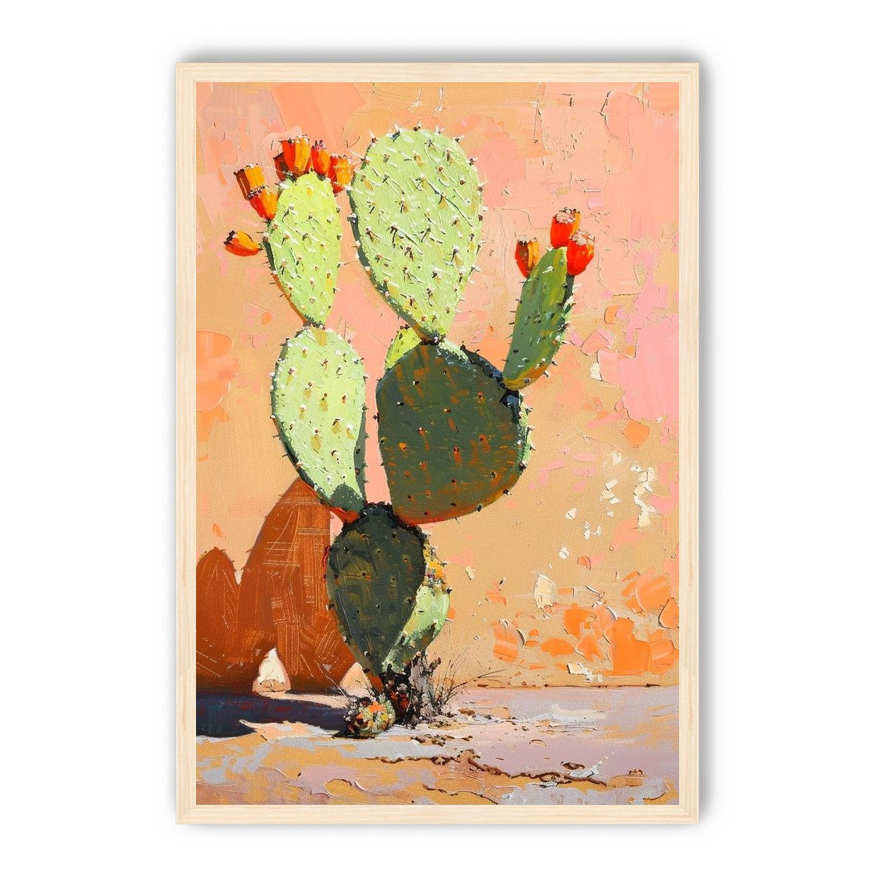 Prickly pear in sunlit plaster
