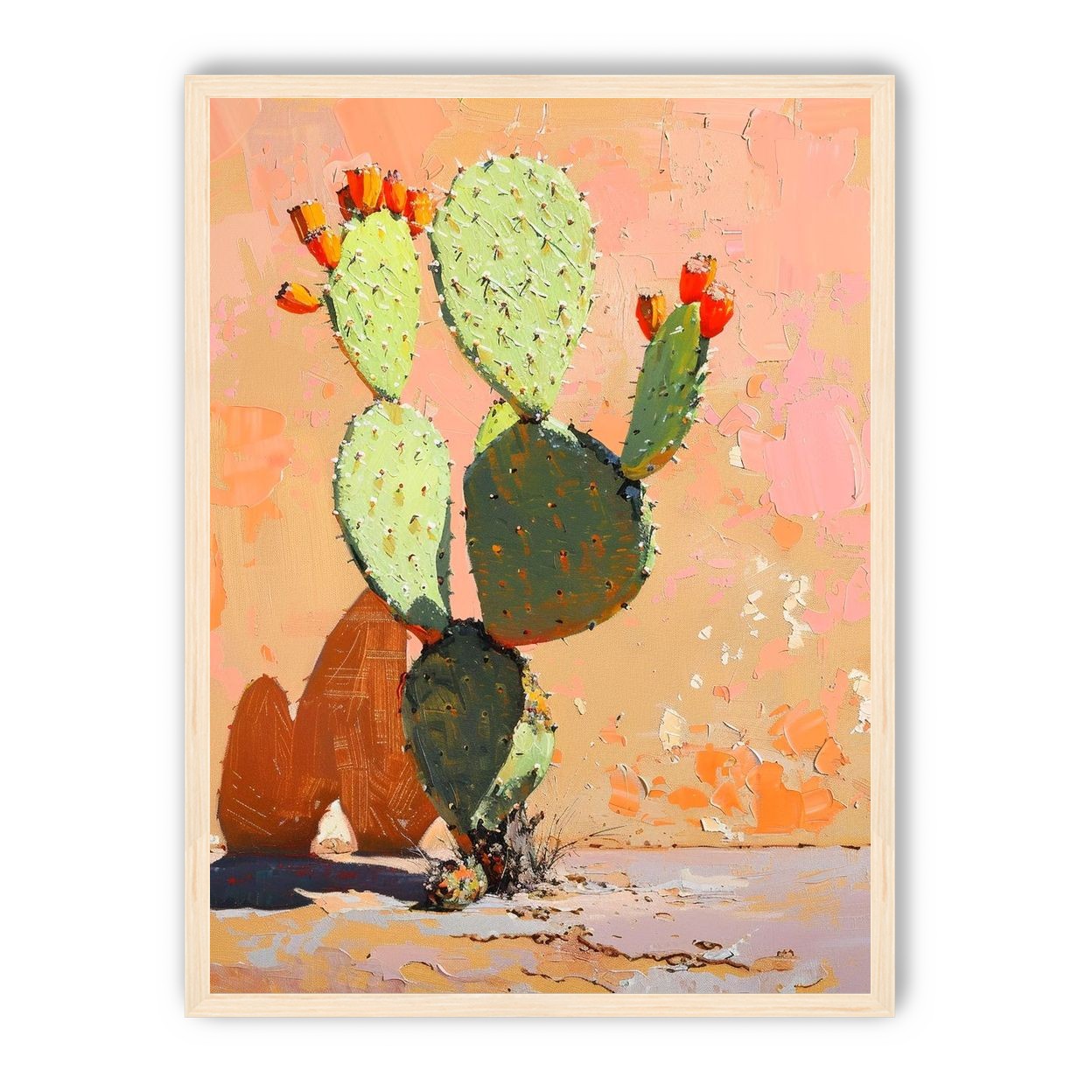 Prickly pear in sunlit plaster