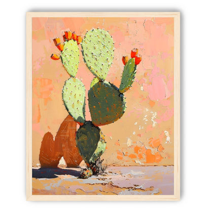Prickly pear in sunlit plaster