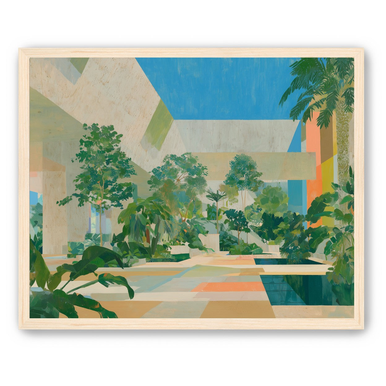 Courtyard where trees meet walls